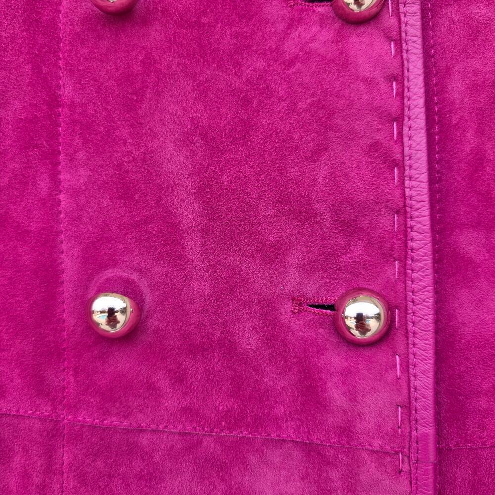 Women's Reversible Suede Leather Jacket Fuchsia Pink - Picture 9 of 9